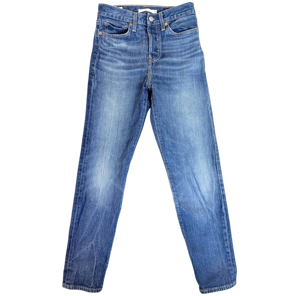 Levi's Wedgie Straight Jeans Women 25 Blue High Rise Button Fly